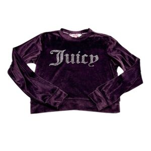 Juicy Couture Velour Sweatshirt Purple Lounge Sleep Plush Y2K Glam Cozy Top S